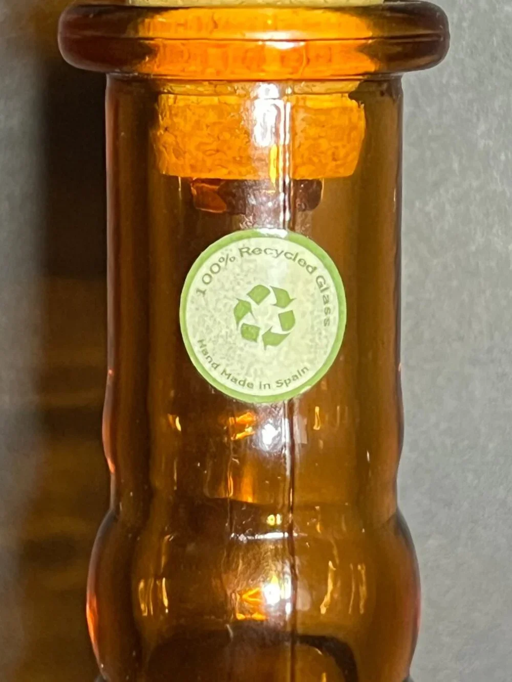 VTG Handmade 100% Recycled Orange Glass Beehive Ribbed Decanter Bottle w Stopper